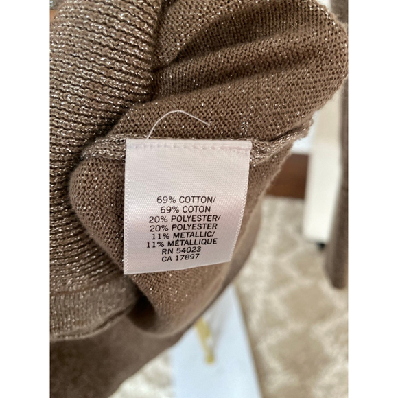 Banana Republic Metallic Shimmer Cardigan Taupe Button Parisian Scandi Preppy S - Picture 5 of 6